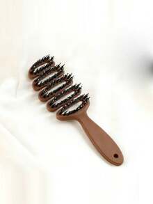 1个松果头皮按摩刷，防静电，丰盈护发，高冠造型工具，纹理发刷 - 棕色 - 查看 3