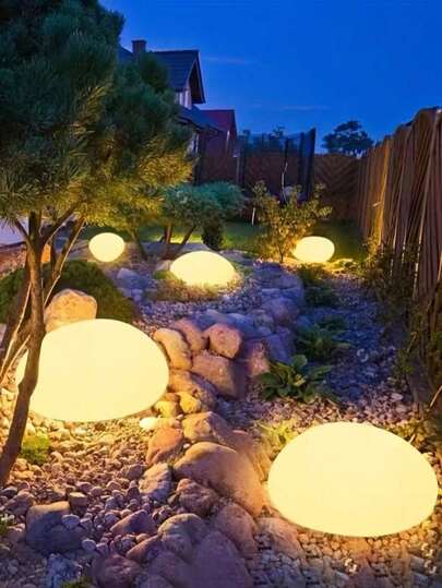 1 Pc Solar Pebble Light, Decorative LED Garden Light, Waterproof Outdoor Decorative Light, Automatic Twilight-To-Dawn Sensor, Large Solar Panel For Efficient Charging, And , Long Battery Life, Frosted PE Stone-Effect Housing, Durable Weather-Resistant Construction, No Wiring Required, Easy To Place Anywhere