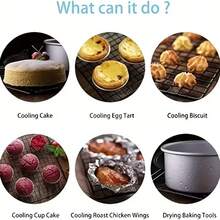 Giá đỡ làm nguội chống dính, giá nướng bằng dây kim loại màu đen có 4 chân, giá đỡ lò nướng chịu nhiệt dùng để nướng bánh, nấu ăn, nướng thịt, làm bánh quy, bánh ngọt, bánh mì, dễ dàng vệ sinh. - màu đen - Xem 12