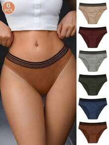 6pcs Women's Comfortable Seamless Breathable Briefs - Multicolor - View 1