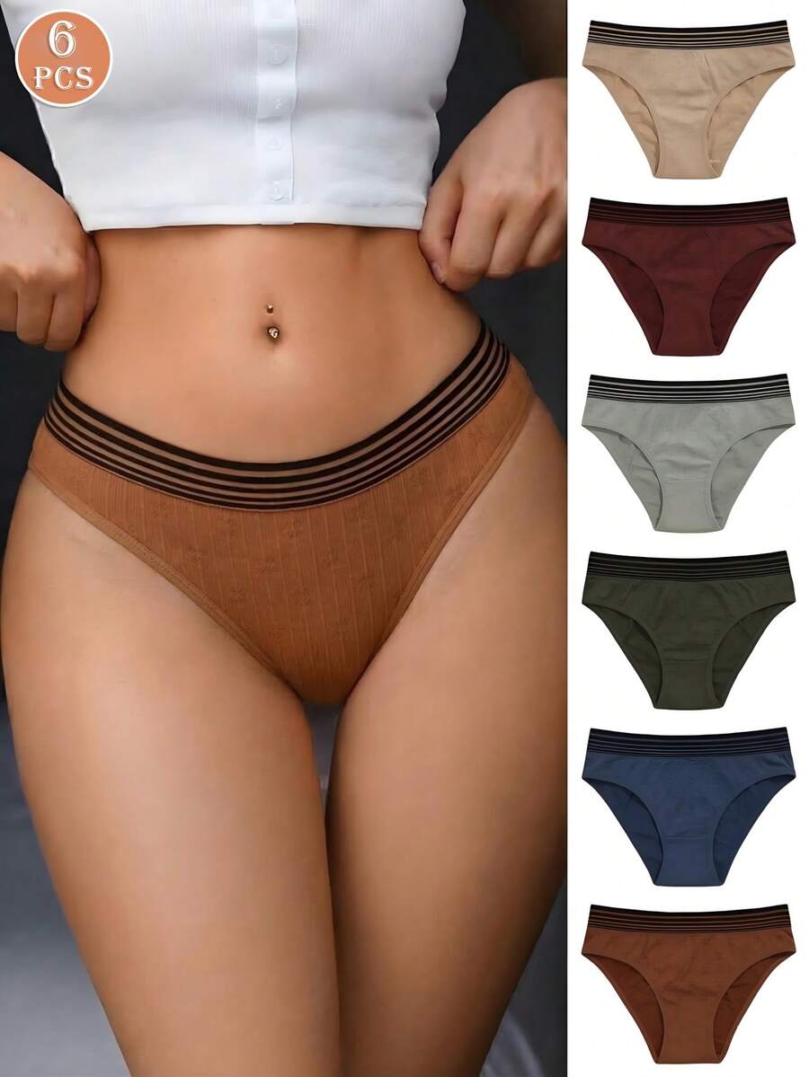 6pcs Women's Comfortable Seamless Breathable Briefs - Multicolor - View 1