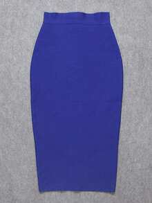 Women's Sexy Backless Long Bodycon Skirt Spring - Royal Blue - View 7