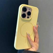 Ốp lưng điện thoại silicon lỏng bóng bẩy sang trọng cho iPhone 17 Air 16 15 14 13 12 17 Pro Max Plus, ốp mềm từ tính. - màu vàng kem - Xem 6