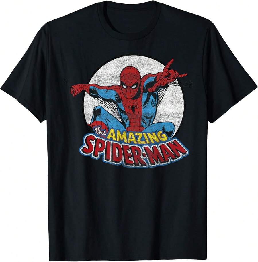 Amazing SPIDER-MANS Vintage Circle Portrait Logo T-Shirt Summer Clothes,Summer Tops,Graphic Tee,Funny T Shirts,T Shirts For Men,Tops For Women,Girls Clothes,Clothes For Girls,Boys Clothes,Holiday Outfits For Women,Summer Holiday Outfits,Girls Holiday - màu đen - Xem 1