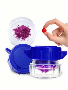 1pc Portable Adult & Child Pill Crusher Grinder, Compact Outdoor Pill Storage Box, Refillable Pill Vitamin Medicine Container With Dispenser, Suitable For Vacation Travel, Lightweight Travel Essential Like Cod Liver Oil - Multicolor - View 1