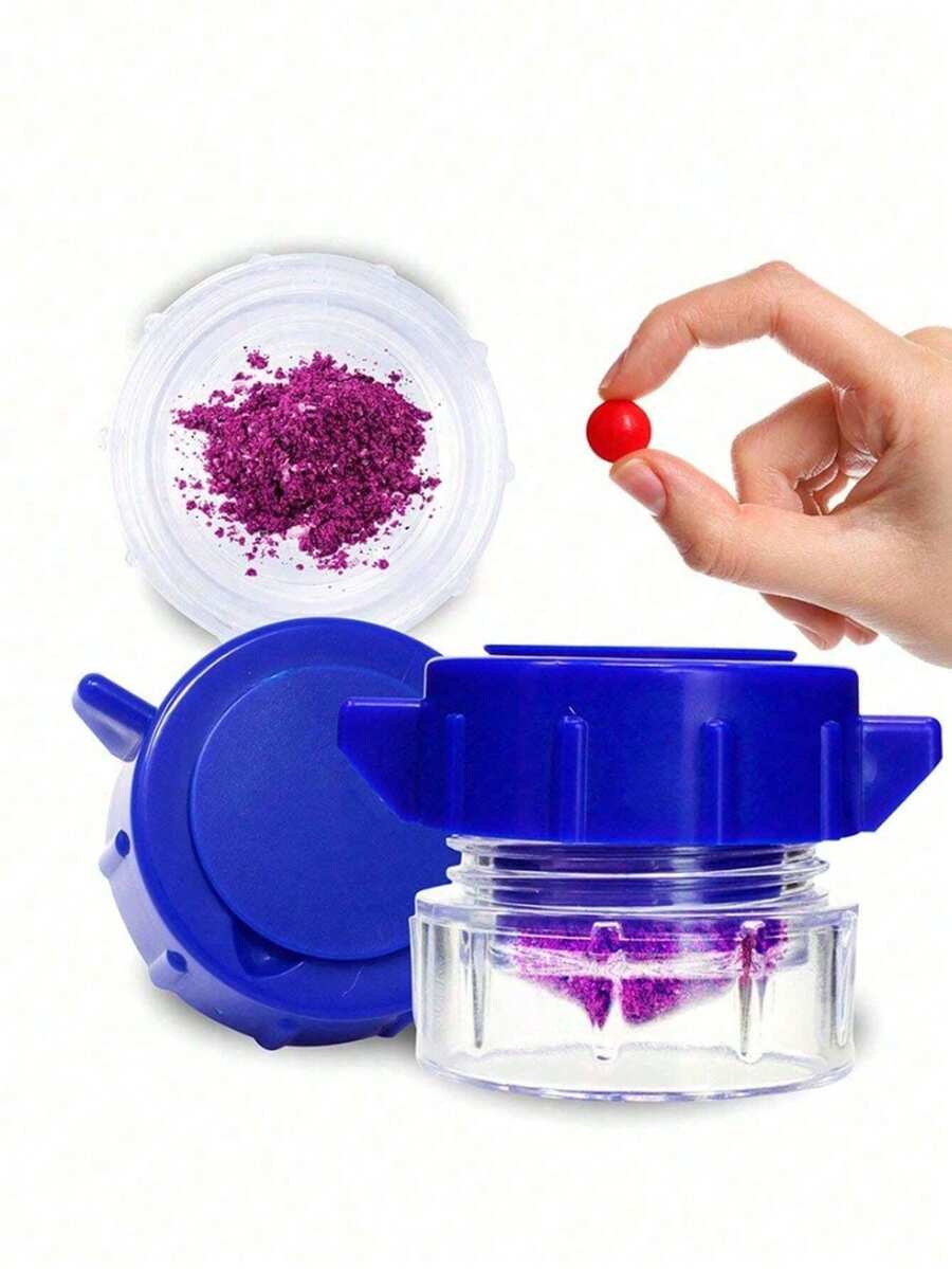 1pc Portable Adult & Child Pill Crusher Grinder, Compact Outdoor Pill Storage Box, Refillable Pill Vitamin Medicine Container With Dispenser, Suitable For Vacation Travel, Lightweight Travel Essential Like Cod Liver Oil - Multicolor - View 1