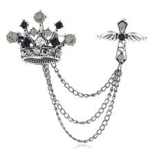 British Style Crown Cross Tassel Brooch, Vintage Lapel Pin For Women And Men - Cross - View 12