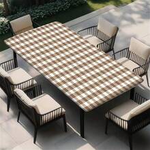 1pc Soft, Fashionable & Elegant Brown & White Plaid Tablecloth, Machine Washable & Easy To Clean, Suitable For Dining Table / Coffee Table / Desk / Picnic Table, Brightens Dining Atmosphere, Home Textile - A - View 4