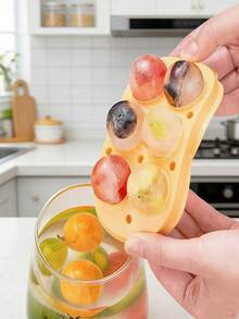 1pc Soft Silicone Ice Cube Tray, Homemade Round Ice Ball Maker, Refrigerator Ice Mold - Multicolor - View 1