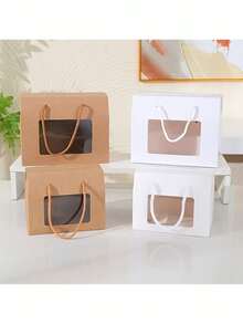 12pcs/Set (6 Small + 6 Large) Handle Window Gift Boxes, Suitable For Holiday Gifts, Party Favors, Small Business Gifts - View 4
