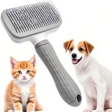 1 pieza Cepillo de silicona fácil de limpiar, adecuado para gatos y perros, peine autolimpiable con un solo clic, agarre cómodo - una opción ideal para la pérdida de pelo y el aseo durante todo el año - Multicolor - Ver 8