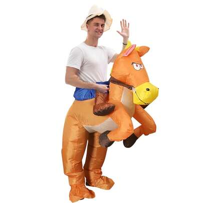 Inflatable Horse Costume, Suitable For 1.5-2m Height, Party/Halloween/Christmas/Valentine's Day Surprise! Includes Air Blower, Batteries Not Included
