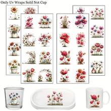32pcs/Set Spring Dreamy Floral UV-DTF Transfer Sticker Set | High Quality, Scratch-Resistant, Easy To Use On Cups, Bottles, Laptops And Crafts | Creative Floral Patterns, Long-Lasting Adhesive, Home Decor, Hobby - Multicolor - View 6