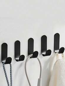 5pcs No Drill Wall Hooks, Bathroom Towel Hooks, Coat Hooks, Closet Hooks, Metal Hanger Hooks - Multicolor - View 5