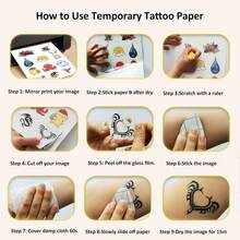 Temporary Tattoo Paper For Laser/INKJET Printer, 8.3"X11.7" 5/10 Sheets Printable Tattoo Transfer Paper, DIY Tattoos Stickers For Adult, Kids, Personalized Tattoo Custom Images For Party - INKJET & LASER - View 4