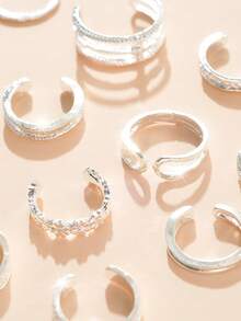 Bộ 12 chiếc nhẫn ngón chân thiết kế rỗng hình học đa năng, kiểu dáng nghỉ dưỡng, phù hợp cho nữ và bé gái, lý tưởng cho kỳ nghỉ, tiệc tùng, đeo hàng ngày, quà tặng trang sức. - Nhiều màu - Xem 2