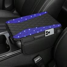 Car Armrest Pad With Sparkling Diamonds, Car Leather Armrest Cover With 2 Storage Pockets, Universal Center Console Cover Diamond Decor Fit For Most Cars, Multi-Color Diamonds - Diamond-shaped Sparkling Diamonds - View 10