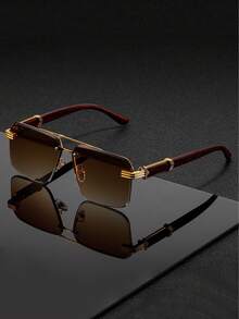 一副男士金红色飞行员太阳镜，金属材质，UV400 防晒，轻奢商务风格，适合商务场合 - 彩色 - 查看 13