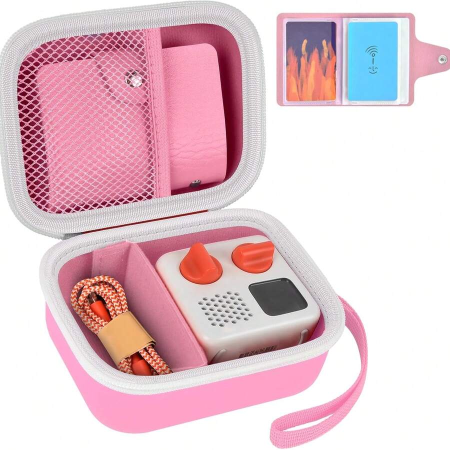 ALKOO Kids Screen Free Audio Player Case Compatible With Yoto Mini 2024 Edition Card Storage Holder Fits Up To 24 Cards EVA Protective Storage Bag Case Only - Pink - View 1