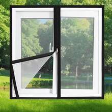 拉链式窗纱网，黑色包边，易于开合，透气防蚊虫，适用于家用窗户 - 黑網黑邊拉鍊 - 查看 5