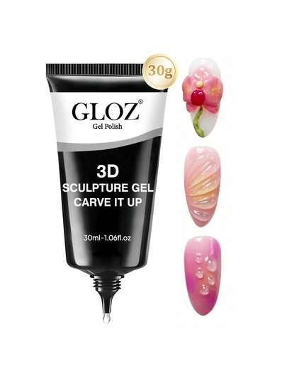 GLOZ 3D立体美甲凝胶（30毫升），超强力凝胶指甲胶，适用于打造3D立体美甲，闪亮美甲装饰，宝石美甲，钻石美甲，需UV/LED灯固化，美妆礼品