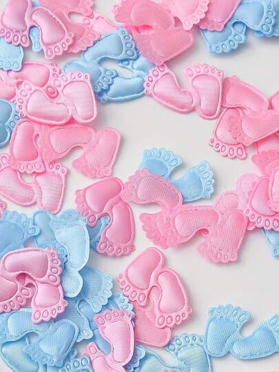 100pcs Pink & Blue Baby Feet Gender Reveal Party Confetti, Cute Nonwoven Fabric Feet Confetti, Suitable For Celebration Events, Gender Reveal Tabletop Decor