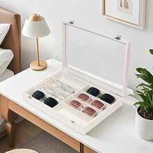 1 szt. 35,5*24*3 cm, beżowe pudełko do przechowywania okularów i biżuterii z 8 przegródkami, organizer na okulary przeciwsłoneczne z aksamitną wyściółką, składana witryna, miękka wyściółka odporna na zarysowania chroniąca okulary, zegarki i biżuterię, pasująca do standardowych szuflad, pojemna, wielokomorowa konstrukcja ze skóry PU, idealny prezent urodzinowy na Dzień Matki, praktyczny i przemyślany prezent dla mamy lub dziewczyny, niezbędny organizer na biurko do utrzymania porządku w domu - Wielokolorowe - Zobacz 9