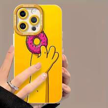 Homer Simpson con donut rosa amarillo.funda de teléfono Fundas compatibles con ,Apple,VIVO,OPPO,,, y Honor.Fabricadas en silicona TPU,ofrecen protección contra golpes y caídas. - Blanco - Ver 2