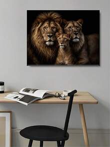 1 pièce Portrait de famille de lion réaliste, art animalier majestueux, idéal pour les amateurs d'animaux, les passionnés de safari et les fans de décoration pour la maison. Affiches d'art mural sans cadre. Décoration murale pour bars, restaurants, cafés, pubs, chambres, matériaux de décoration pour la maison - A - Voir 2