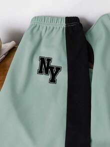 Tween Boy Letter Print Short Sleeve T-Shirt And Shorts - Green - View 5