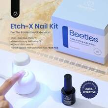 Beetles Gel Nail Kit Short Almond Gift Spree Easy DIY Extension Set Gift For Women - Short Square 504pcs (Etch-X Kit) - 查看 2