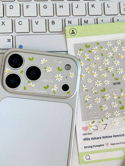 3片装镜头保护膜 + 1张DIY贴纸 夏季可爱雏菊DIY贴纸 透明相机保护膜 兼容 17 Pro Max 17 Pro 17 16 Pro Max 16 Pro 16 15 Pro Max 15 Pro Max 15 Pro 15 14 Pro Max 14 Pro 14 13 Pro Max 13 Pro 13 时尚春季DIY镜头保护软膜