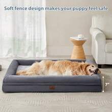 WNPETHOME - Cama extragrande para perro lavable con funda impermeable extraíble sofá cama grande ortopédico para mascotas con lados de refuerzo para dormir - gery oscuro - Ver 6