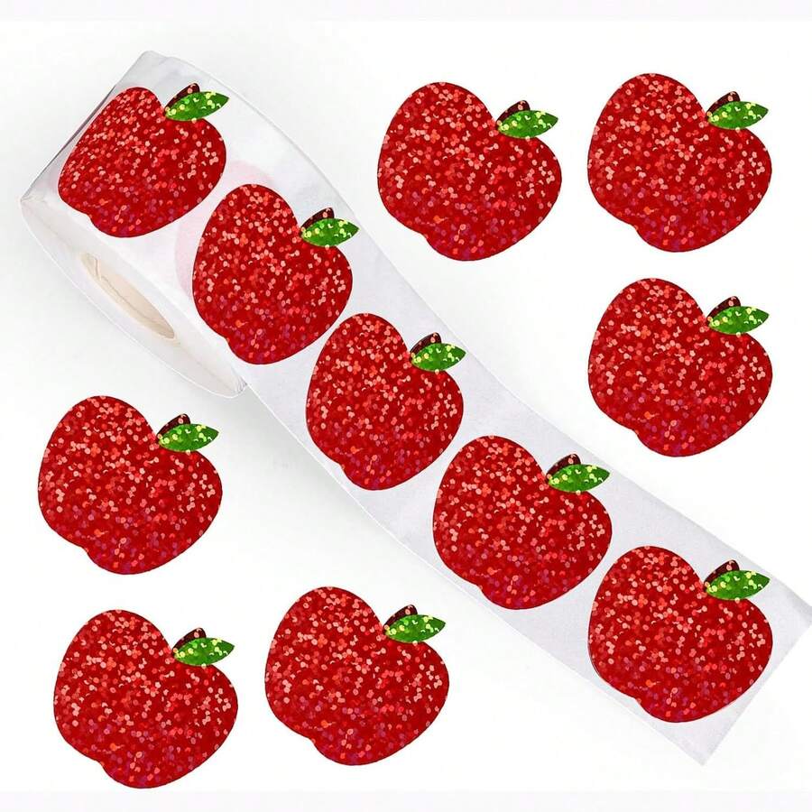 500 Sticker/Roll Apple Color Laser Sticker Label Sealing Sticker Reward Sticker Gift Packaging Sticker Party Small Gift - Multicolor - View 1