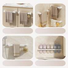 1pc No Punching Wall-Mounted Bathroom Shelf, Plastic Storage Rack For Slippers Shoes Towel And More, Multi-Functional Storage Organizer, Waterproof&Moisture Proof Towel Holder Hanger, Shoes Rack,Space-Saving Easy Installation Shoes Organizer - Multicolor - View 9
