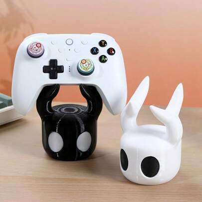 White Hollow Knight Handle Stand Statue, Resin Material Video Game Character Figure And Display Base, Modern Gaming Room Desktop Decor, Cool Gamer Collectible Gift