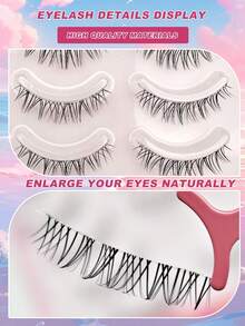 5 Pairs Cartoon Style False Eyelashes, Full Strip One-Piece Eyelashes, Anime Style Lashes, Thick & Transparent Stem Invisible False Eyelashes Strip Lashes, Lashes, Eyelashes, Fake Lashes - Black - View 6