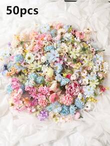 50pcs Artificial Flower Heads, Assorted Sizes Lifelike Flowers, Mini Daisies, Suitable For Wedding DIY, Christmas Decoration, Home Decor, Party - Multicolor - View 7