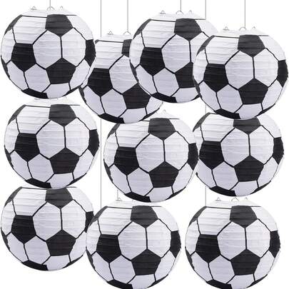 Bộ 3/6 đèn lồng giấy hình quả bóng đá nhiều kích cỡ, đèn lồng treo trong nhà/ngoài trời, trang trí tiệc bóng đá, trang trí trần lớp học chủ đề thể thao, quà sinh nhật, quà tựu trường.