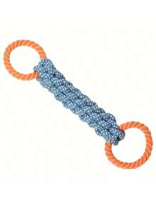 Durable Dog Tug Toy - With Dual Handles And Knots, Great For Aggressive Chewers, Cleans Teeth, Perfect For Tug-Of-War, Suitable For All Breeds (Orange/Blue) - Ideal For Puppy Chewing, Pet Dog Rope Toy, Chew Resistant, Teeth Cleaning, Interactive Training - Multicolor - View 5