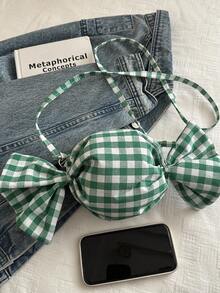 Fashionable Plaid Candy-Shaped Crossbody Bag, Personalized Young Women Shoulder Bag - Green - View 5