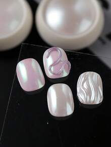 2PCS Faux Pearl Nail Powder White Pearlescent Moon Nail Glitter Effect Aurora Arcoiris Fantasy Nails Decoration Art Manicure Accessories For Marry - Multicolor - View 6