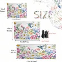 1pc Watercolor Floral Hummingbird Print Kitchen Floor Mat Set Polyester Absorbent Non-Slip Waterproof Oil-Proof Stain-Resistant Easy To Clean Washable For Kitchen Sink Laundry Room Decor - 16*24inch/(40*60cm) - View 4