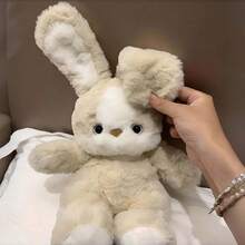 13.78英吋可愛兔子毛絨娃娃附胡蘿蔔圍兜，柔軟蓬鬆兔子毛絨娃娃，可愛毛絨娃娃，適合兒童與成人，居家裝飾，生日禮物。毛絨娃娃，泰迪熊，填充動物，泳池，娃娃，擠壓娃娃，擠壓娃娃，娃娃 - 彩色 - 查看 4