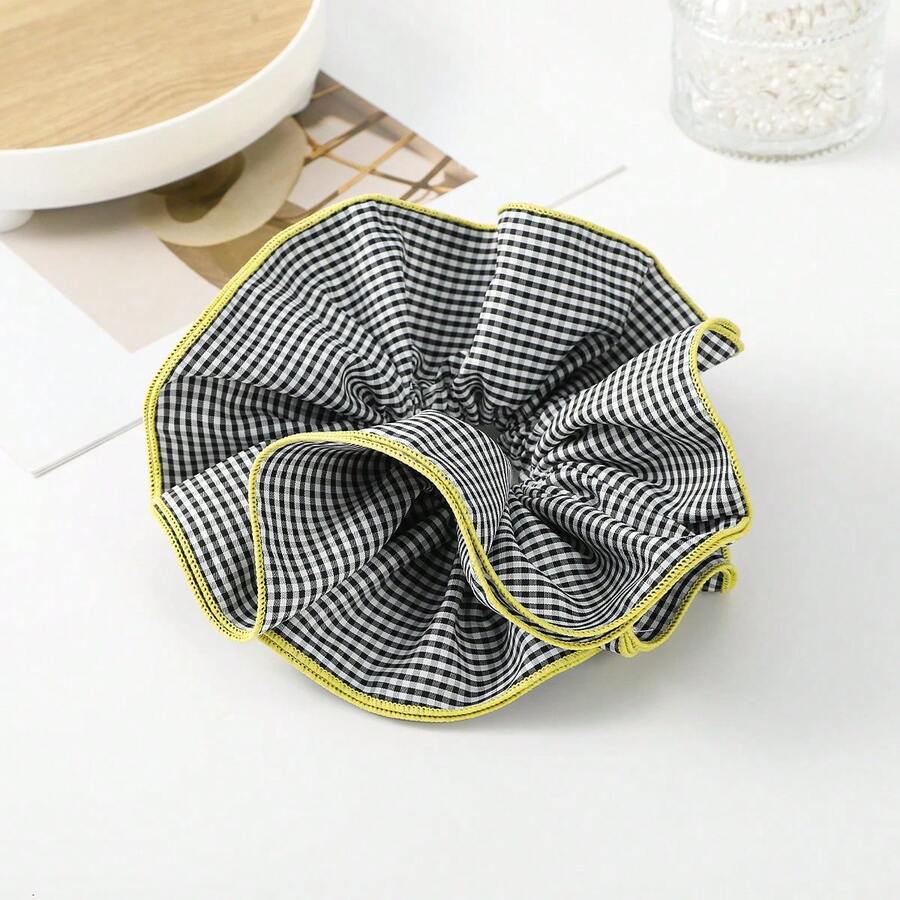 Korean Big Hair Scrunchie Women Girls Elastic Hair Tie Rope Rubber Lattice Hairband Headdress Hair Accessories Ponytail Holde - B - 查看 1