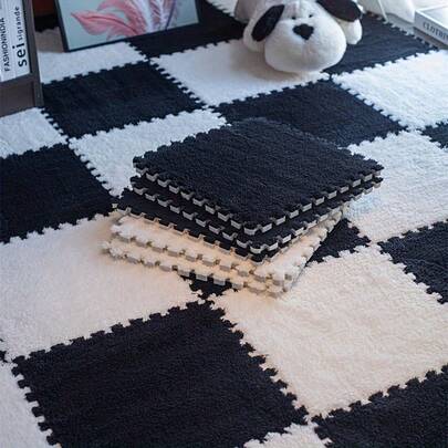 10 piezas de baldosas de alfombra de patchwork, alfombrillas de piso entrelazadas de unicolor, alfombra antideslizante para sala de estar, dormitorio, asiento de ventana, 30 x 30 cm