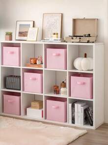 6pcs/3pcs/1pc Pink Foldable Storage Boxes Without Lids, Wardrobe Organizer Bins, Multi-Purpose Storage Containers - Pink - View 5