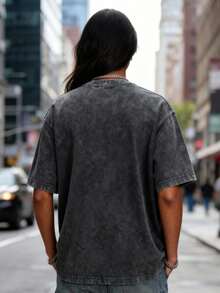1PIECE T SHIRT ONLY Trus Cotton, Summer Women's Fun Printed Hip-Hop "New York" Personalized Letter Pattern Printed Street , Korean Version Comfortable Retro Fashion Commuting Versatile Y2k Clothing Women's Clothing, Suitable For Outdoor Leisure Short Sleeve,Graphic Tee For Women/Man - màu đen - Xem 7