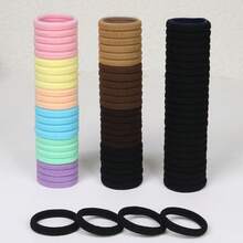 100pcs Widened High Elasticity Seamless Hair Ties, Simple Non-Damaging Hair Ties, Colorful Basic Ponytail Holders, Towel Scrunchies For Women Hair Elastics Hair Rubber Bands Hair Rope Elastic Hair Tie,Festival,Party - Coffee - View 4