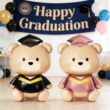 Globos de aluminio con diseño de oso de dibujos animados en rosa y negro, adecuados para decoración de graduación, juguetes de globos para fiesta de promoción infantil - multicolor - Ver 2